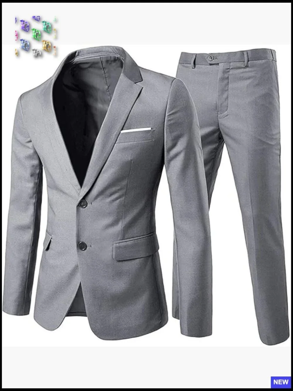 Slim Fit Two-Piece Suit Set Classic Elegant Formal Wear Polyester Blend